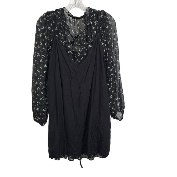 Abercrombie Fitch Dress XLP Petite XL Floral Tiered Chiffon Sheer Puff Sleeve - Picture 10 of 11